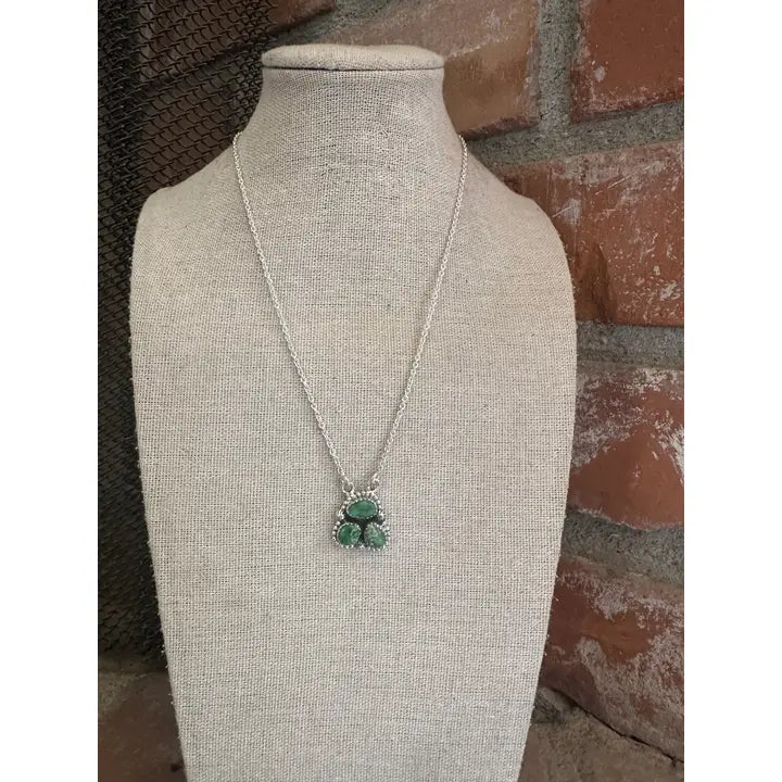 Handmade Sterling Silver & Sonoran Gold Turquoise 3 Stone Necklace