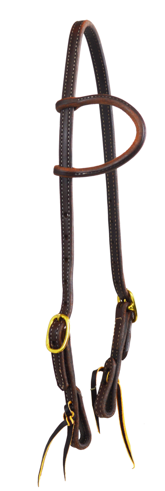 DOUBLED AND STITCHED SLIP EAR HEADSTALL - DOUBLE BUCKLE (DARK OIL)