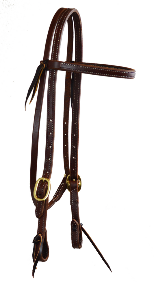 5/8" Doubled and Stitched Browband Headstall (Dark Oil)