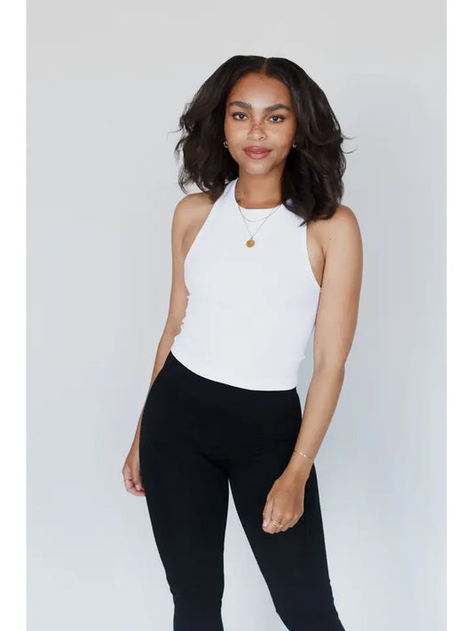 High Neck Racerback Brami - White