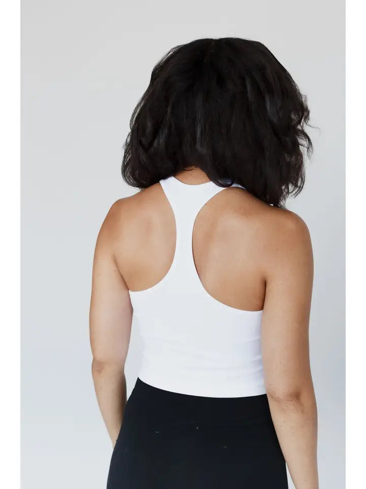 High Neck Racerback Brami - White