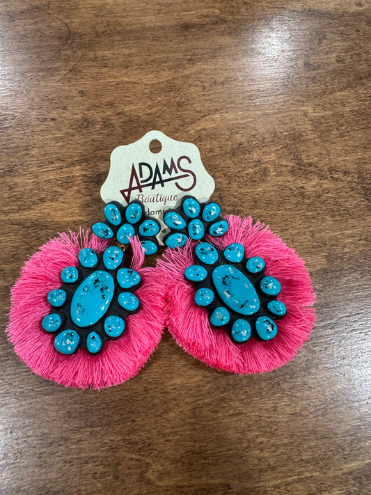 Large Clay Cluster With Fringe Turquoise
