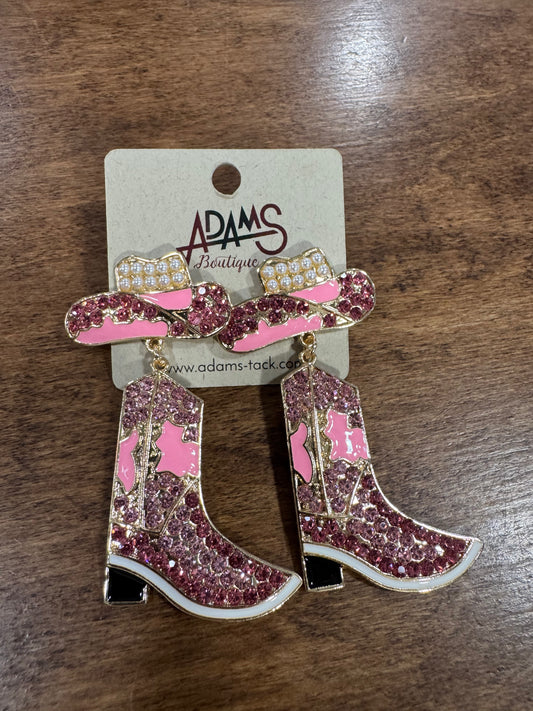 Pink Shania Boot Earrings
