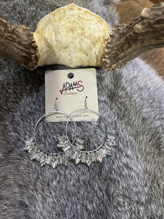 Silver Rhinestone Circle Earrings