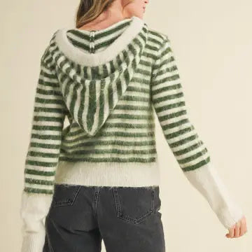 Striped Hoodie Sweater Cardigan