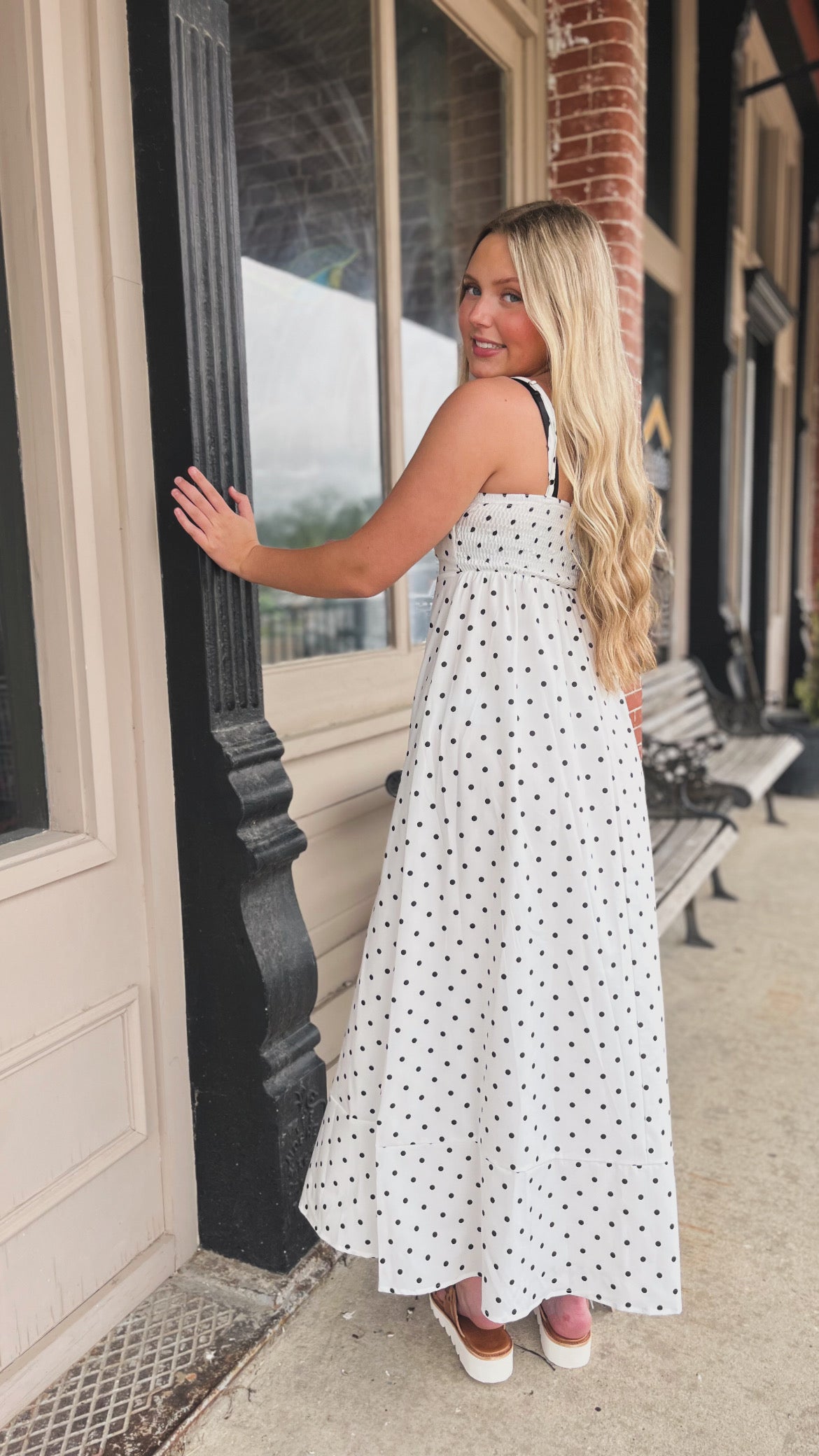 Polka Dot Strappy Maxi Dress
