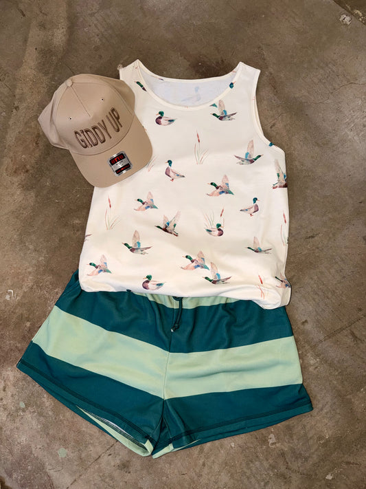 Vintage Striped Draw Sting Casual Shorts