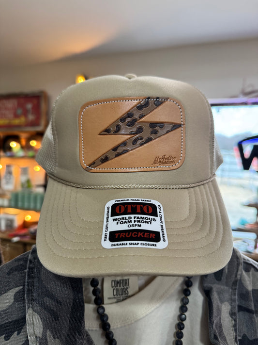 McIntire Cream Trucker W/ Leopard Bolt