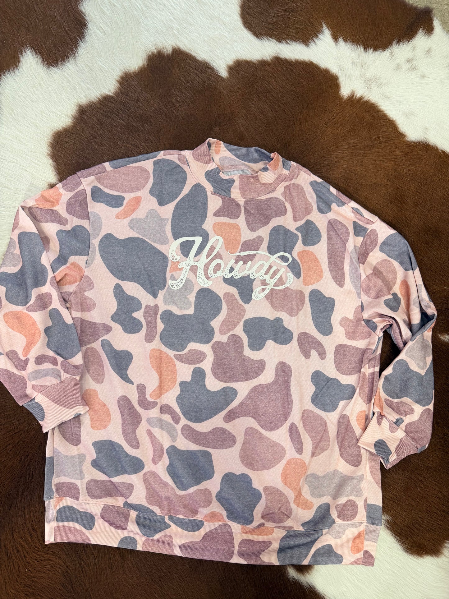 Camouflage Howdy Western Pullover Sweatshirt