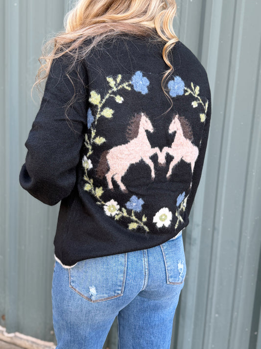 Western Graphic Sweater Cardigan