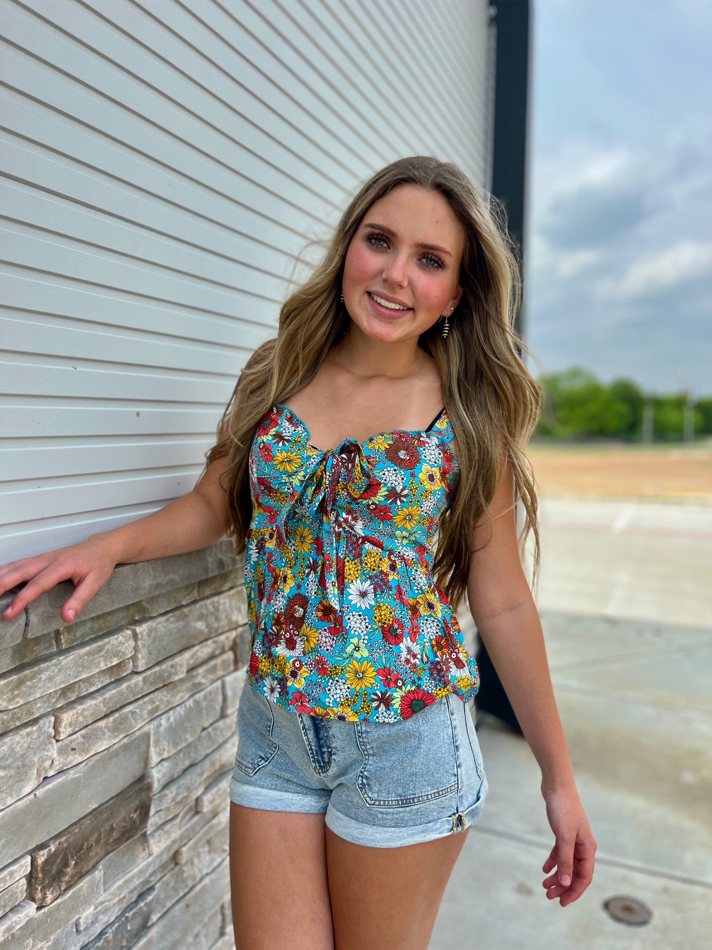 Floral Bow Front Peplum Top