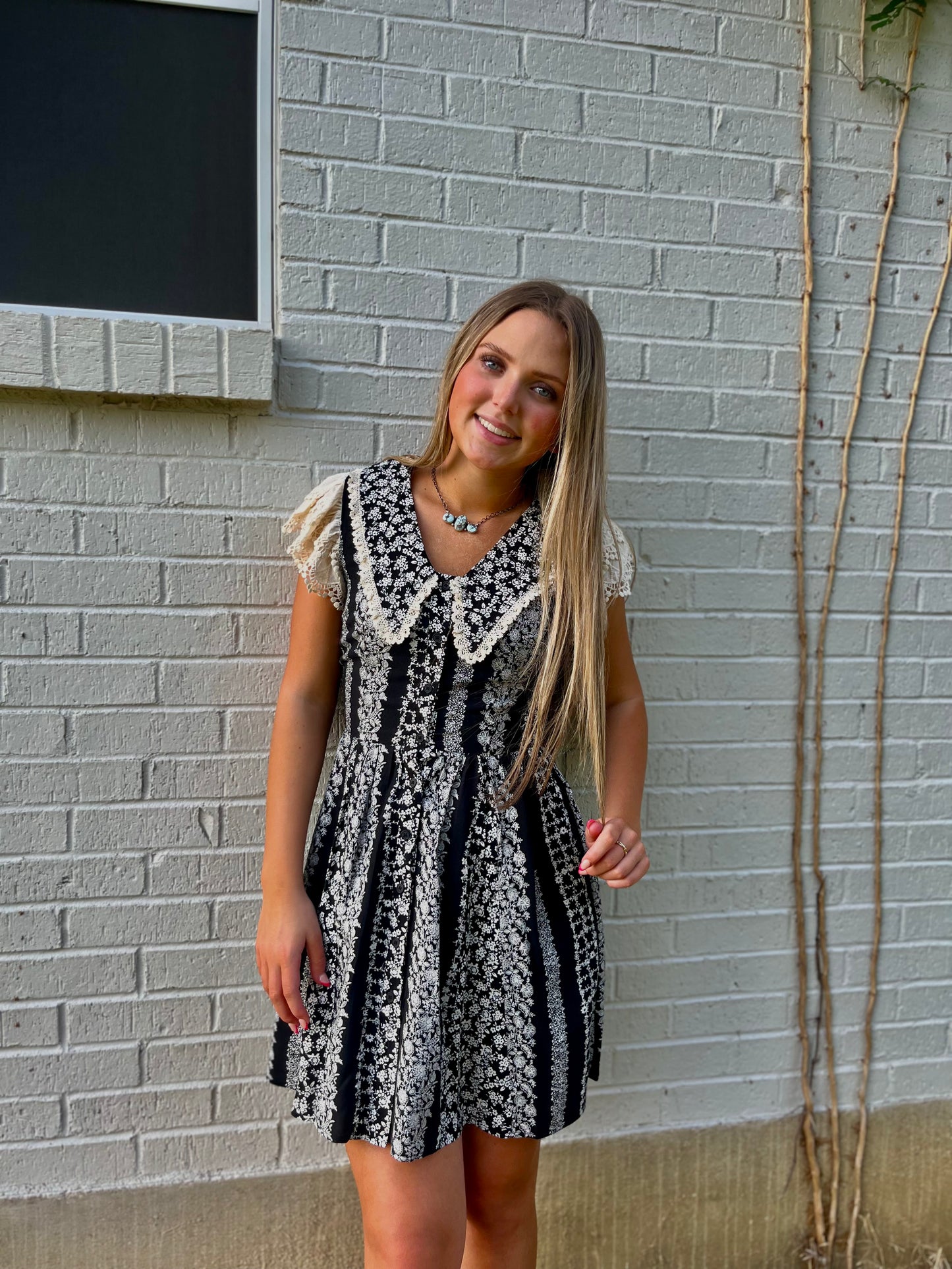 Vintage Lace Floral Mini Dress