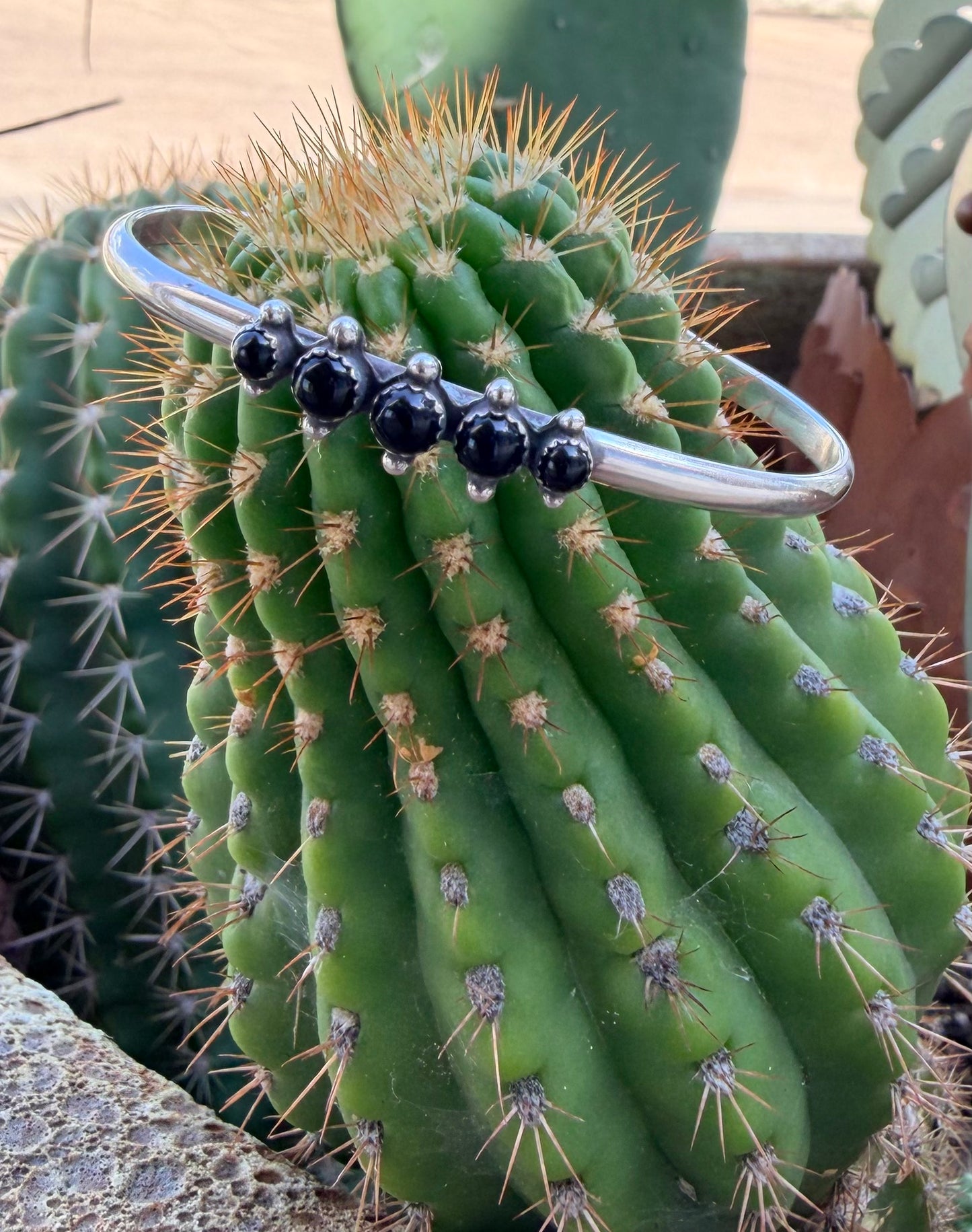 Turquoise & Sterling Silver Cluster Cuff Bracelet