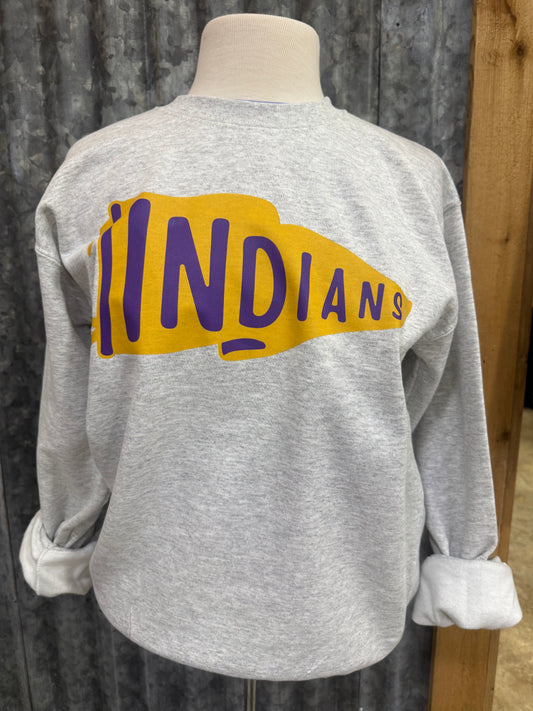 Gold Pennant "Indians" Gray Sweatshirt
