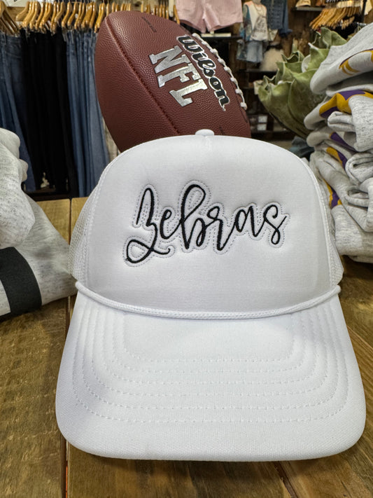 Embroidered Trucker White/White "Zebras" Trucker Cap