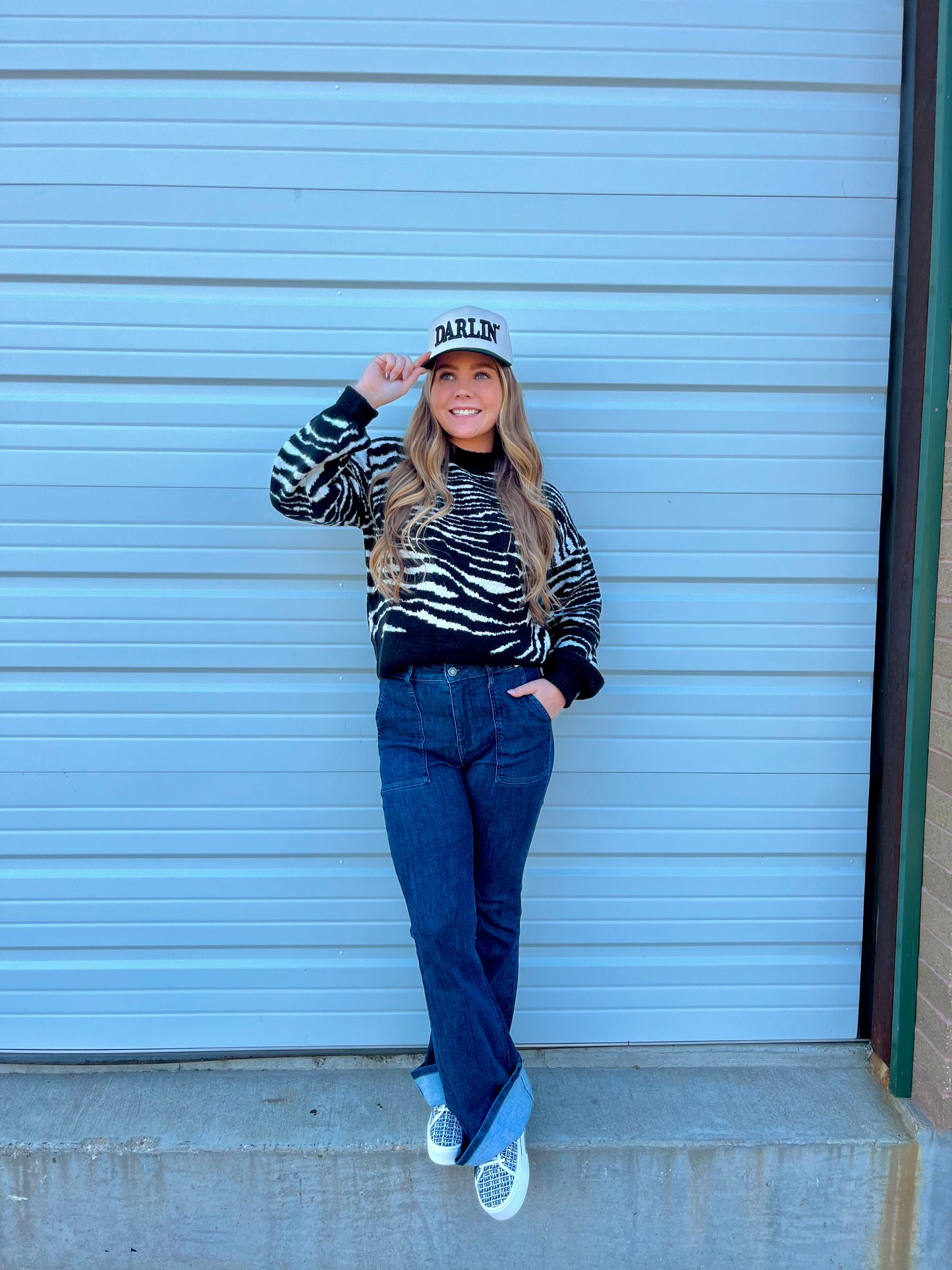 Mock Neck Zebra Pullover