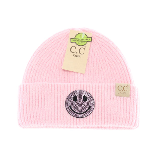 KIDS Rhinestone Smiley Face Cuff C.C Beanie