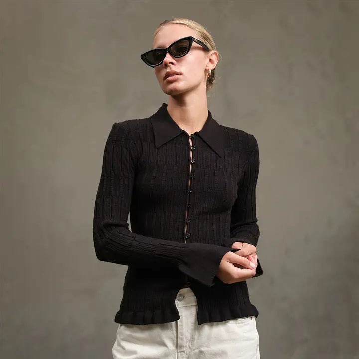 Knitted Collar Cardigan