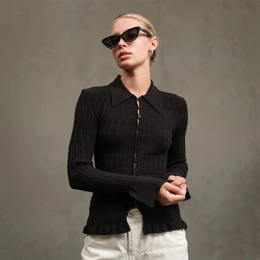 Knitted Collar Cardigan