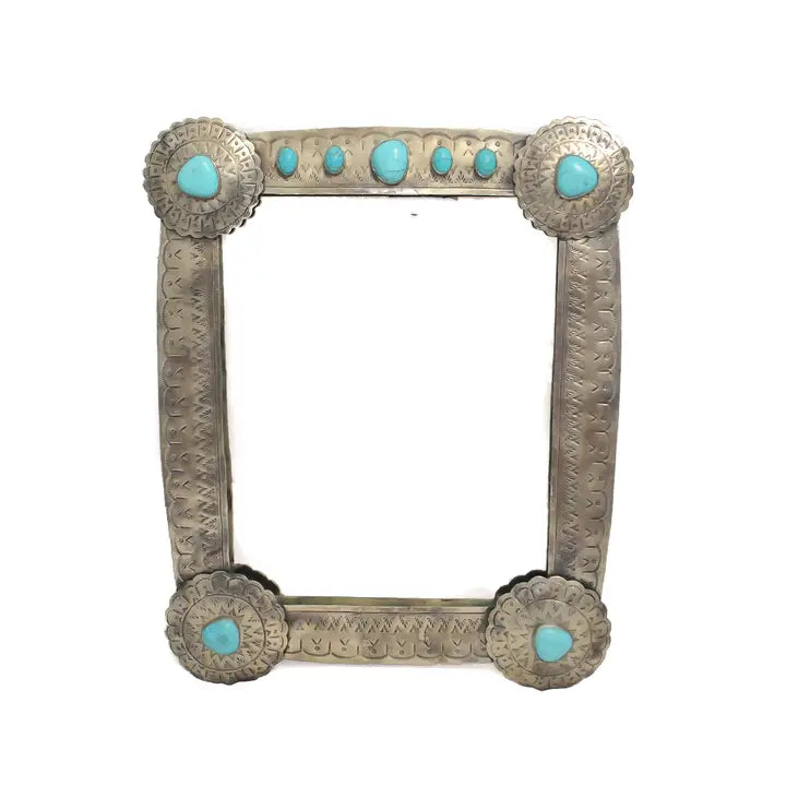 Large Stamped Vanity Mirror w/ Turq