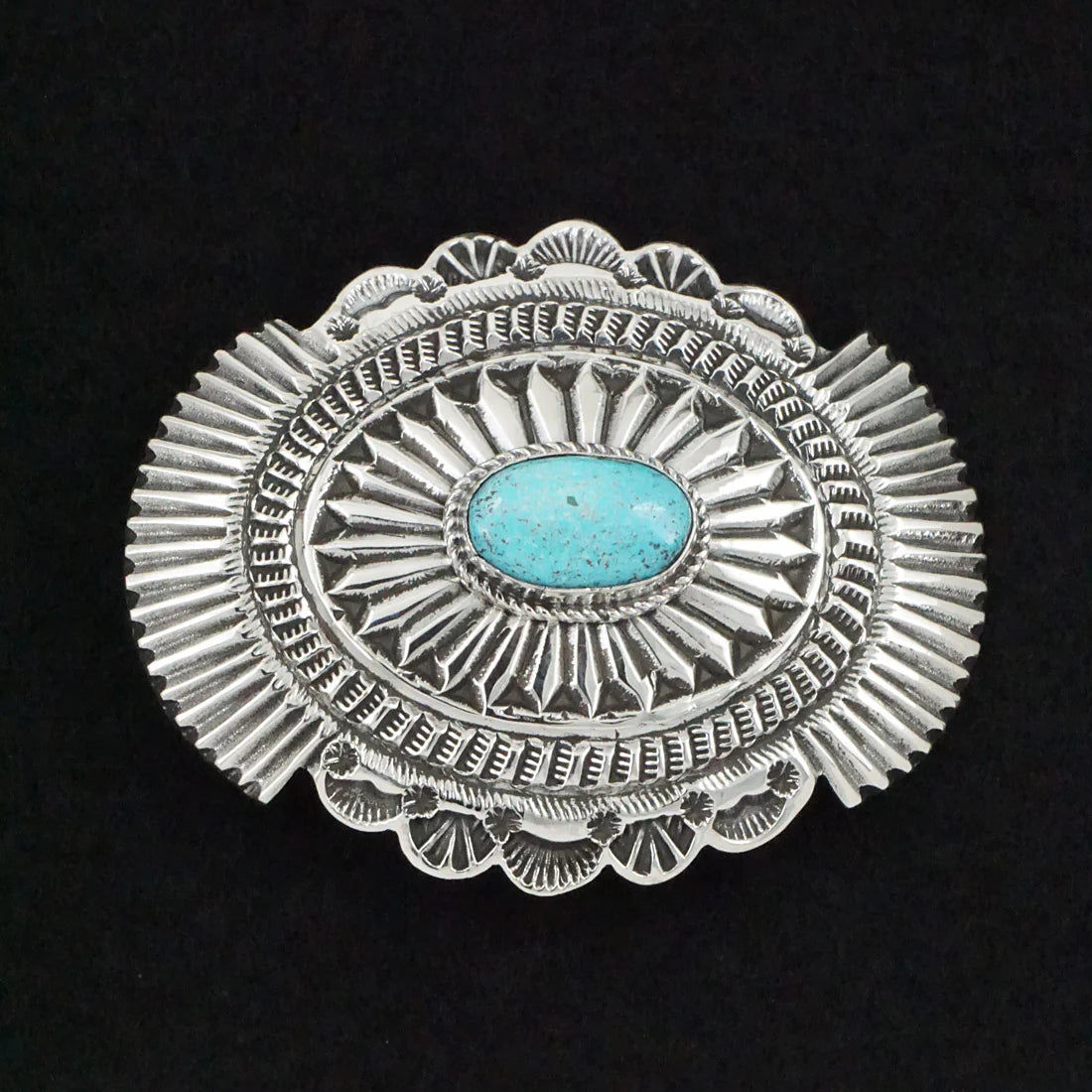 Adams Buckles Leonard Maloney Turquoise & Sterling Silver Belt Buckle – Adams Tack