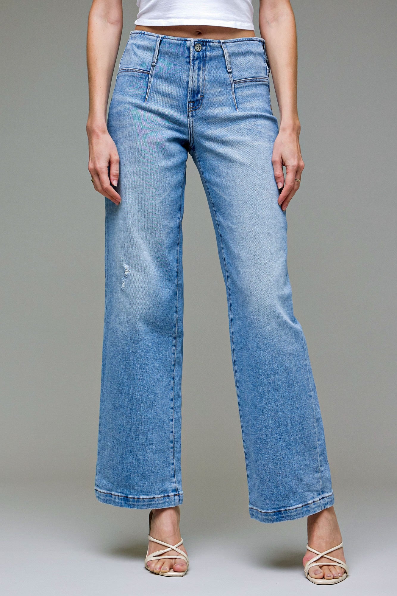 Light Wash Fashion Stretch Mid Rise Dad Jean