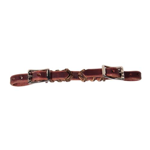 LACED LEATHER CURB STRAP HVY OIL