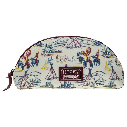 "HOOEY SMALL MAKEUP BAG" CREAM W/ MAROON PRINT