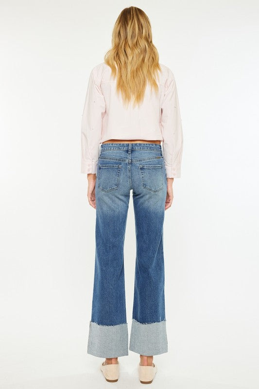 KANCAN MID RISE WIDE FLARE JEANS