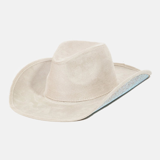 Studded Rhinestone Brim Fedora Hat