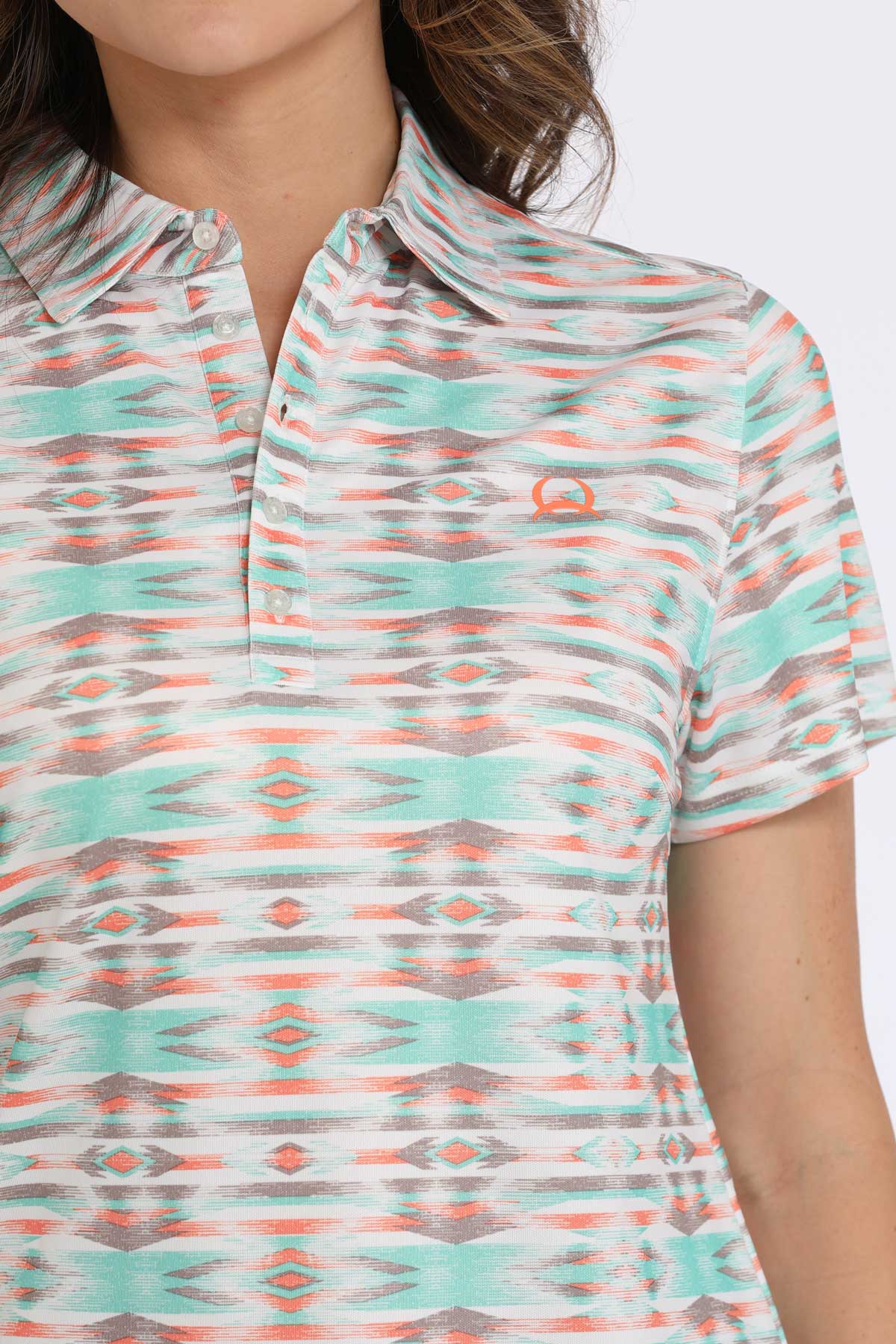 Cinch Womens S/S Polo White/Teal