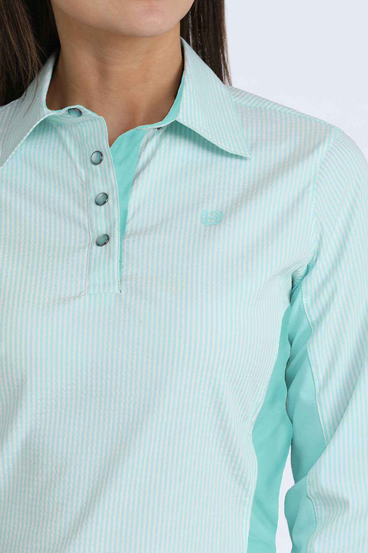 Cinch Women's Hybrid Light Blue L/S Top