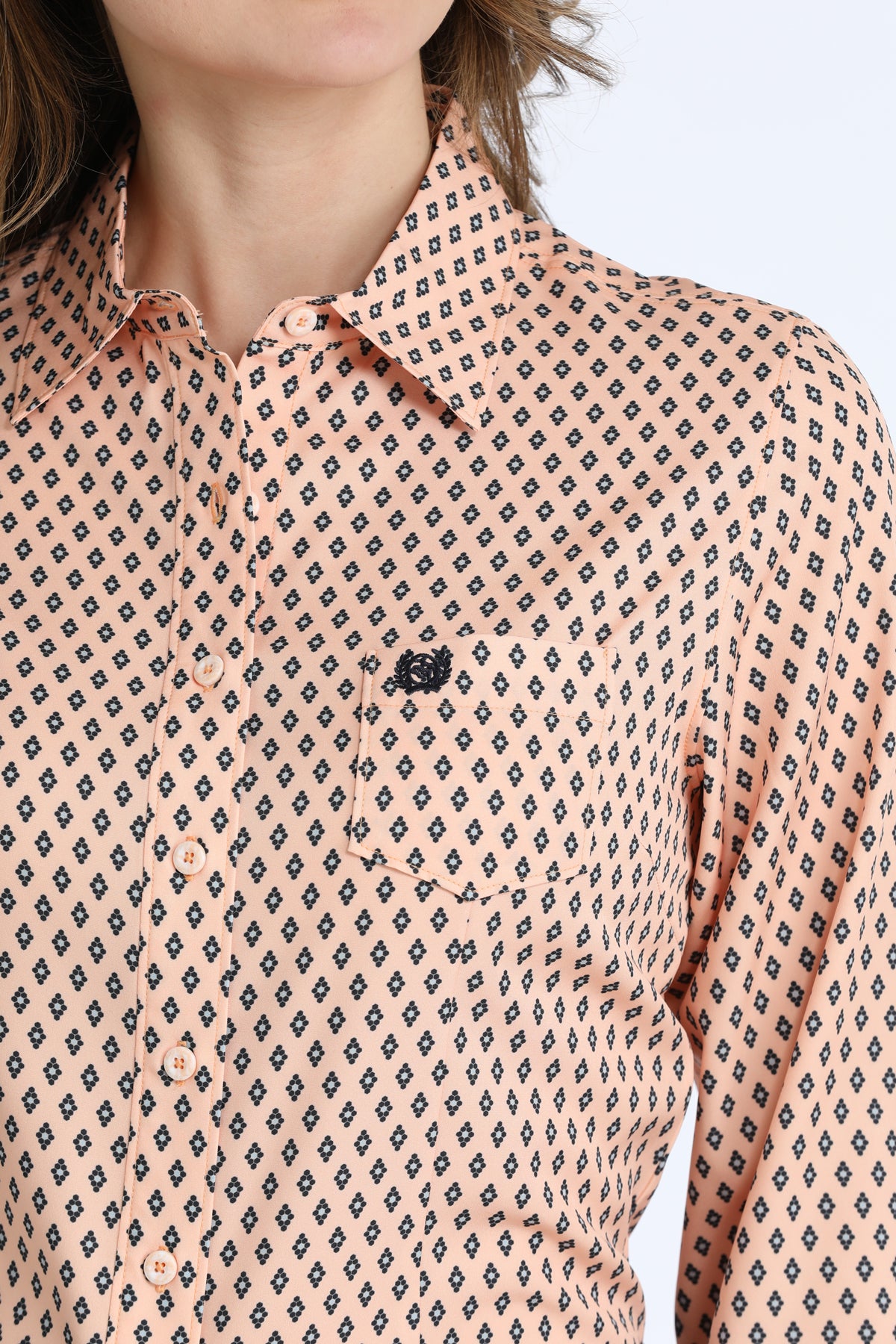 Womens Cinch Arenaflex Peach L/S Shirt