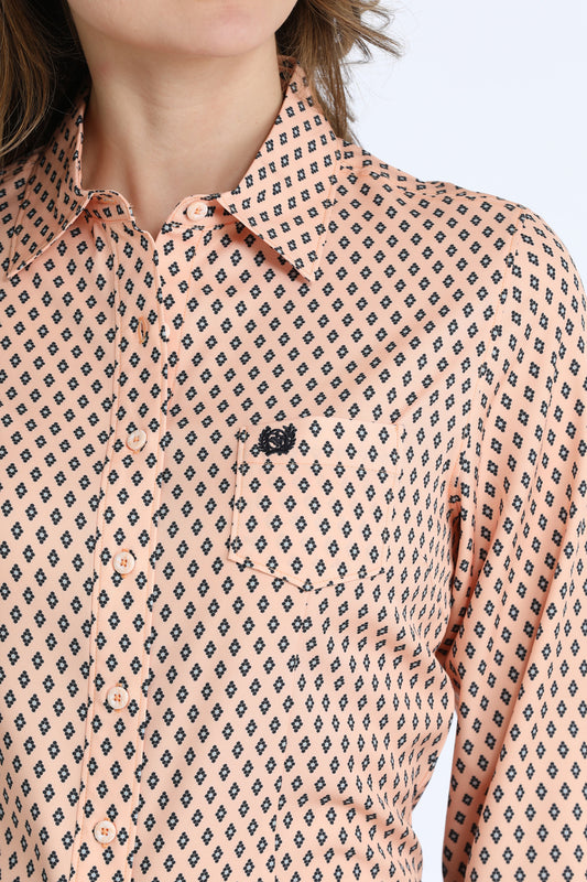 Womens Cinch Arenaflex Peach L/S Shirt