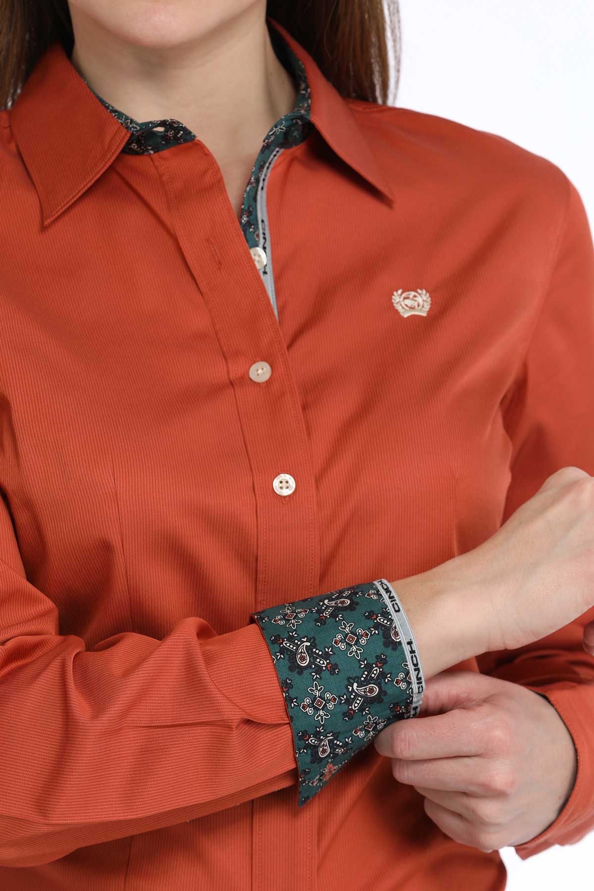 Cinch Women's Stripe Button-Down Western Shirt Copper – Adams Tack