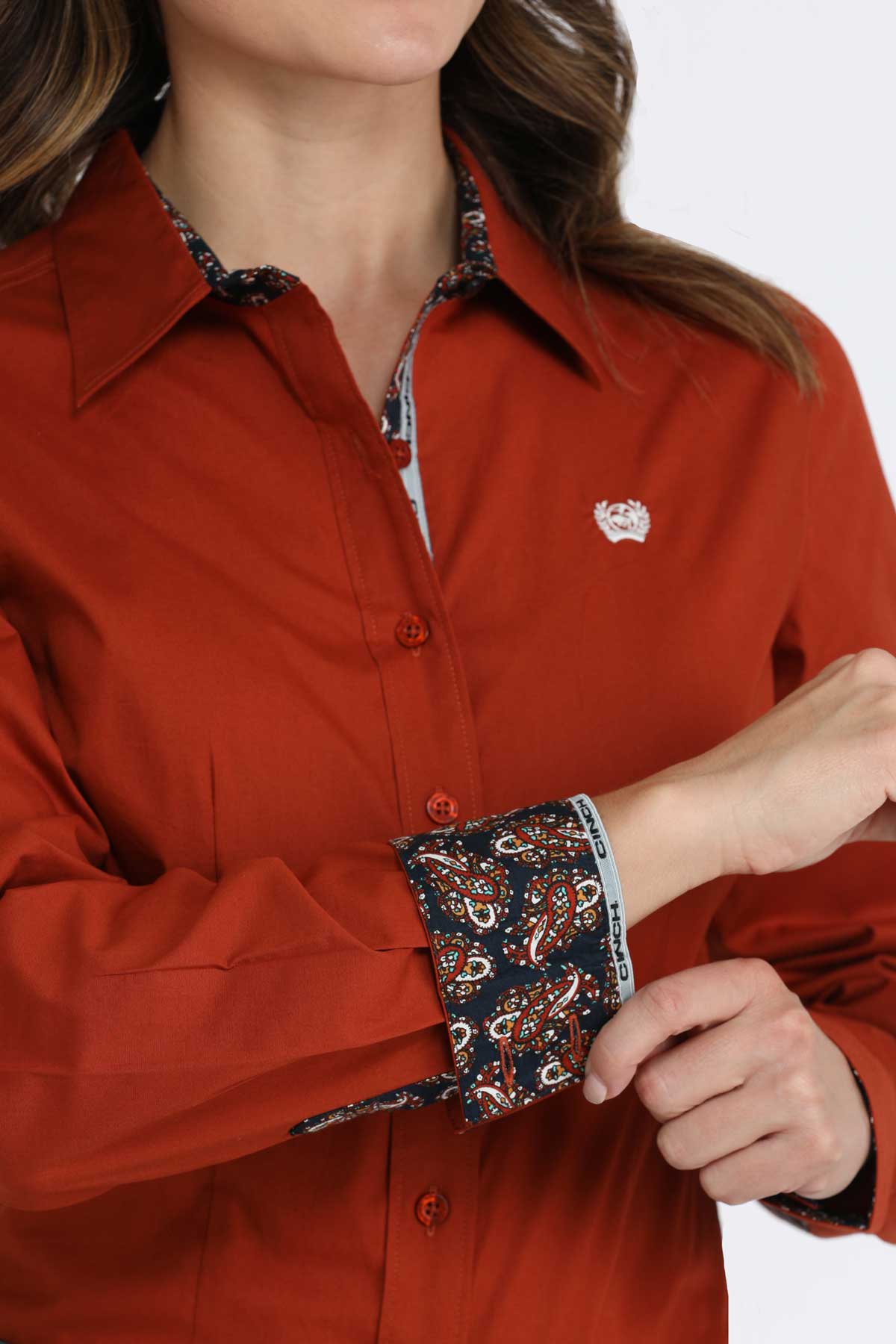Womens Cinch Red L/S Shirt