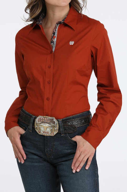 Womens Cinch Red L/S Shirt