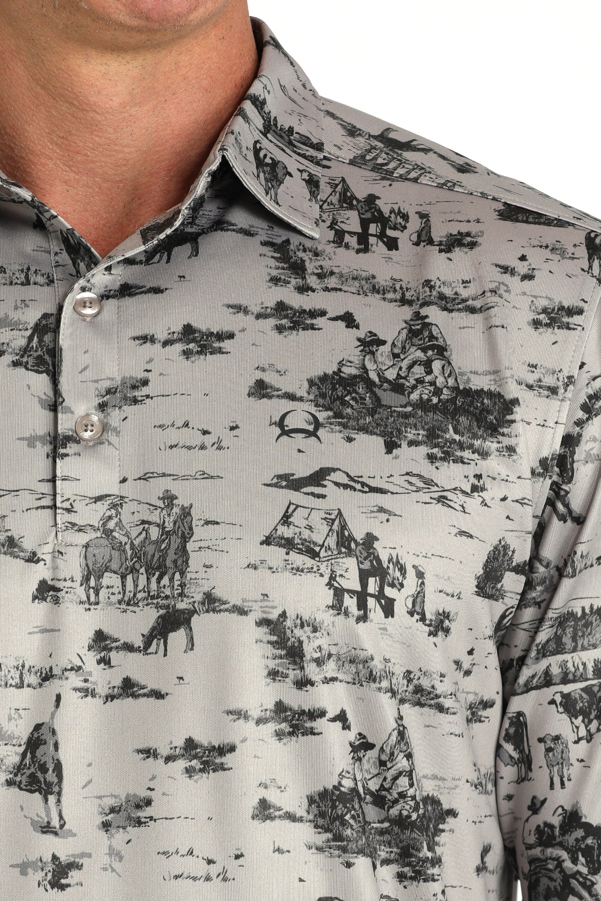 Cinch Mens Gray Western Polo S/S