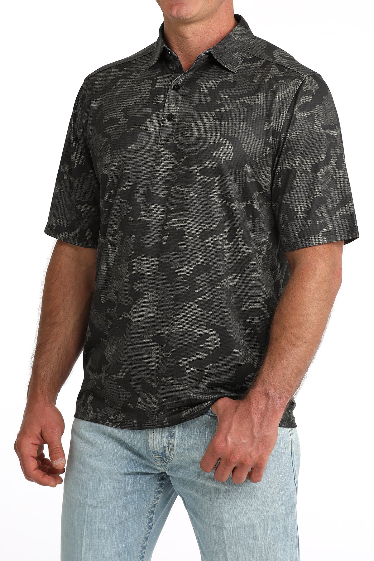 Cinch Arenaflex Black Camo Polo