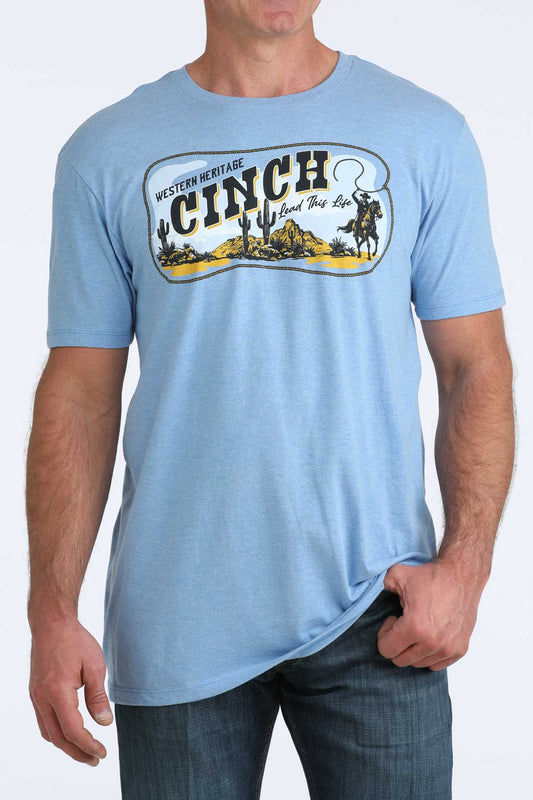Men's Cinch Western Heritage Lt Blue Tee