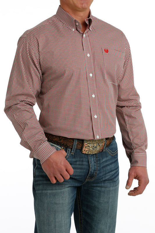 Mens Cinch L/S Red Print Shirt