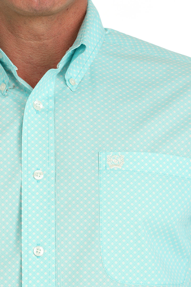 CINCH MENS TURQUOISE PRINT LONG SLEEVE SHIRT
