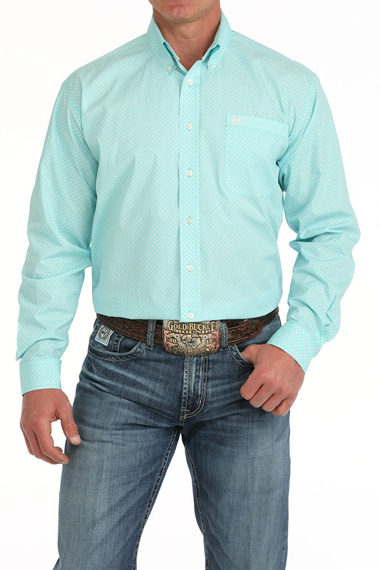 CINCH MENS TURQUOISE PRINT LONG SLEEVE SHIRT