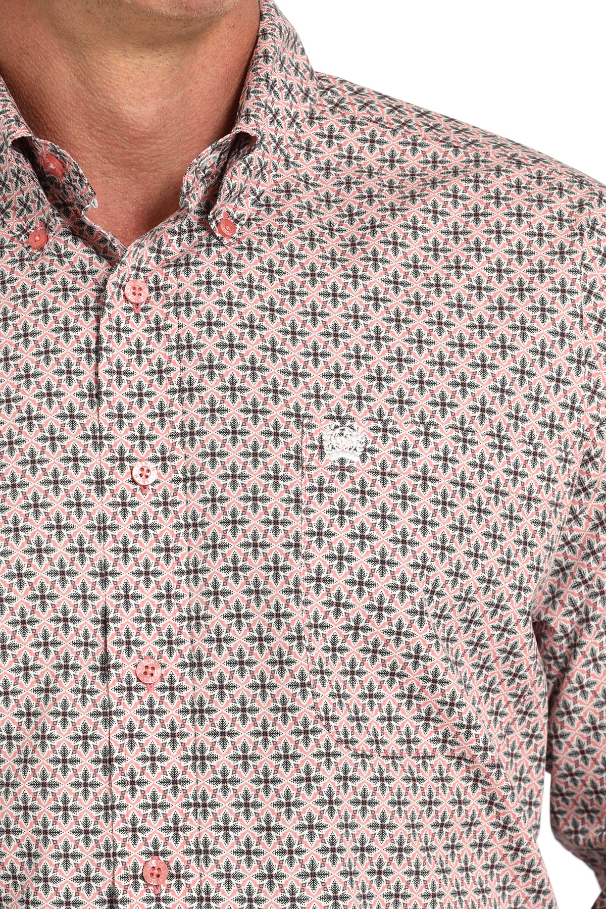 Mens Cinch L/S Pink Print