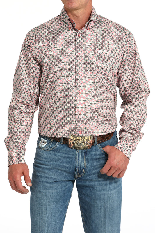 Mens Cinch L/S Pink Print