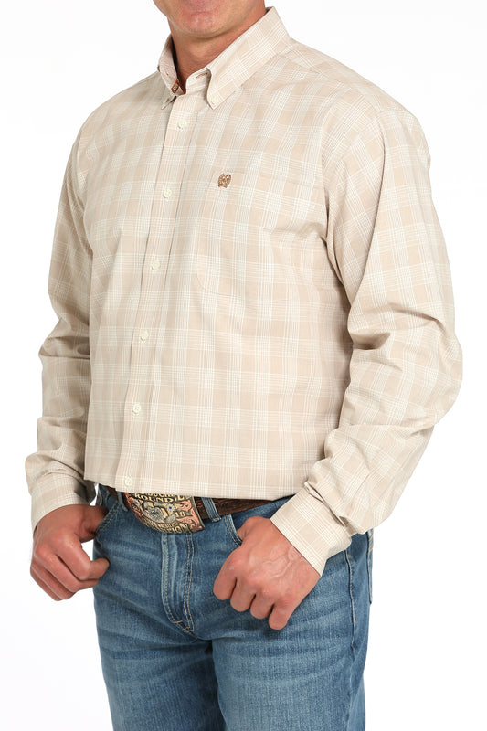 Cinch Men's Khaki Plaid L/S Shirt