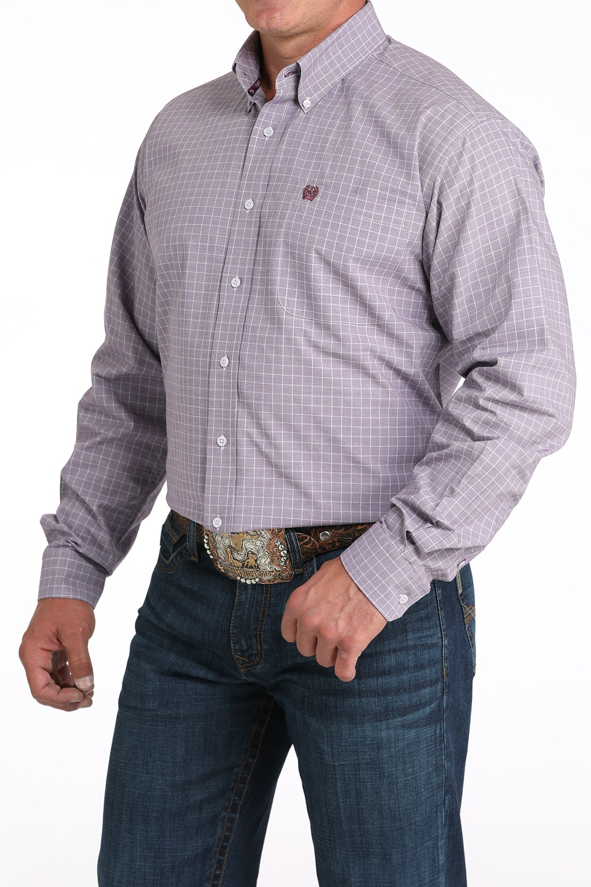 Cinch Mens Lilac L/S Plaid Shirt