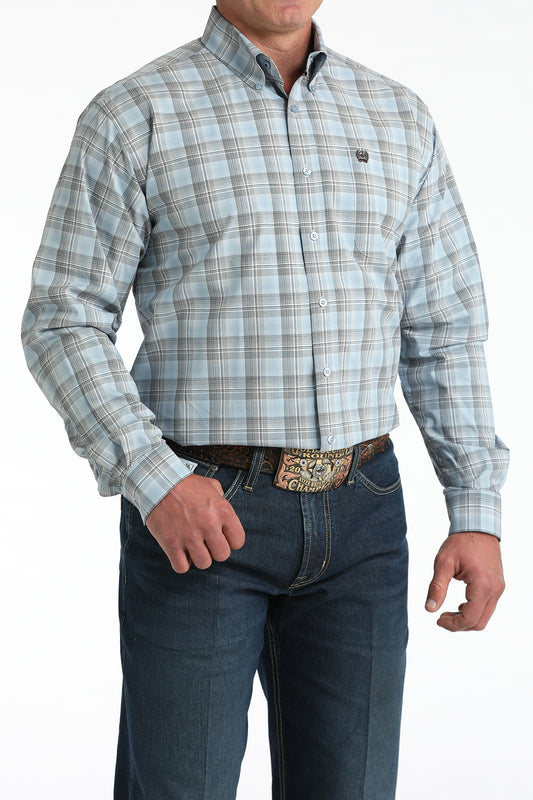 Cinch Men's Light Blue Plaid L/S