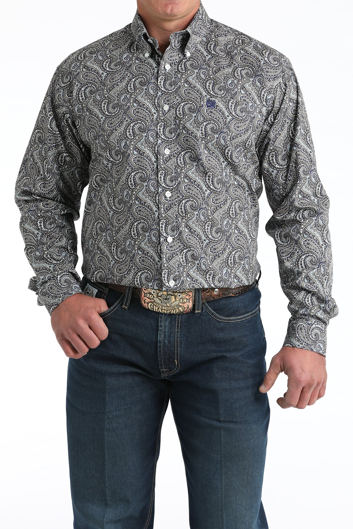 Cinch Mens Paisley Grey L/S Shirt