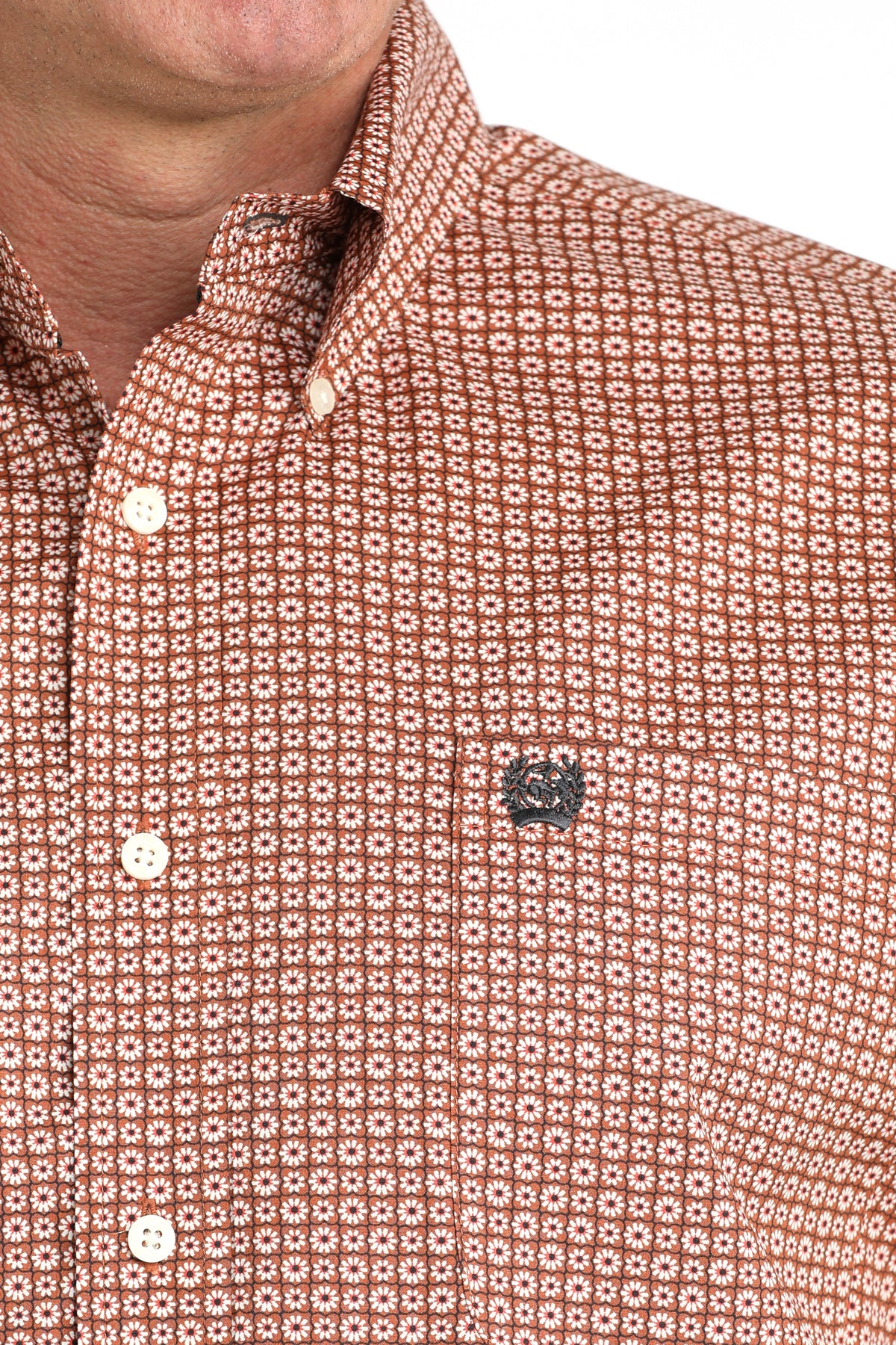 Mens Cinch Brown Print L/S Shirt